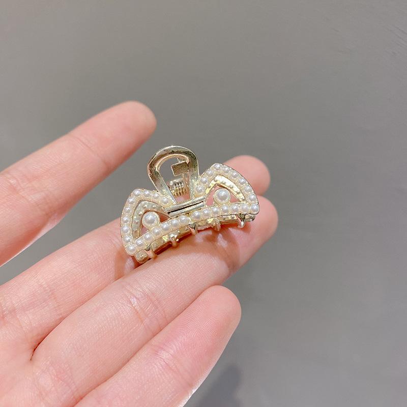 Korean Version of Super Fairy Small Bow Pearl Hairpin Female Simple Personality Side Grab Clip Japanese Cute Internet Celebrity Headgear
