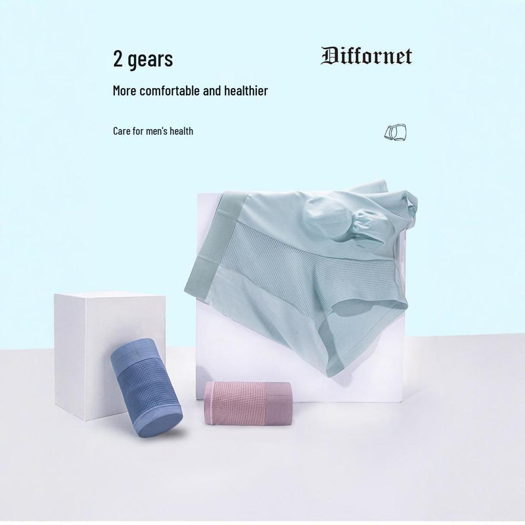 Diffornet Men's Breathable Seamless Boxer Briefs with Double-Compartment Design
