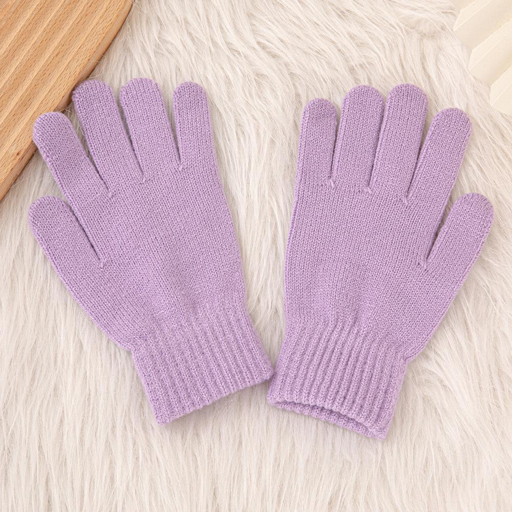 Touchscreen Solid Color Plus Velvet Gloves - Open Five-Finger Hand-Knitted Winter Warmth for Men and Women