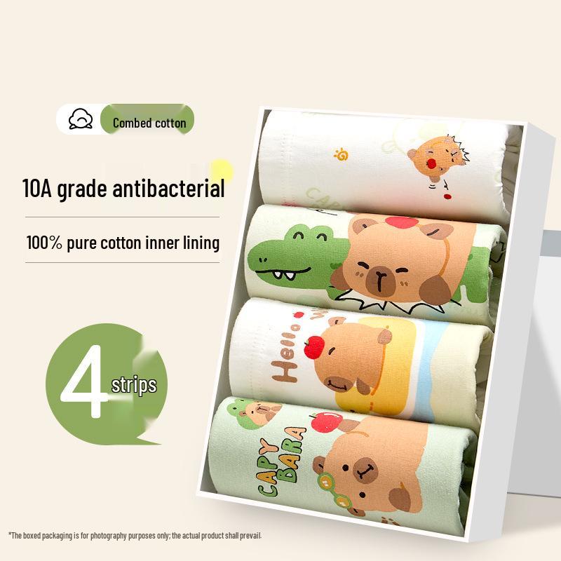 Children's Class A Pure Cotton Boxer Briefs, Antibacterial, 100% Cotton Crotch