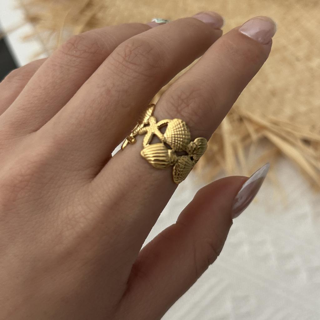 Stainless Steel Vintage Punk Finger Rings Set For Women Men Gold Plated Flower Leaves Texture Open Ring Party Statement Jewelry