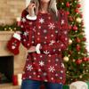 Women's Round Neck Top Printing Thickened Plush Cashmere Warm Long Top
