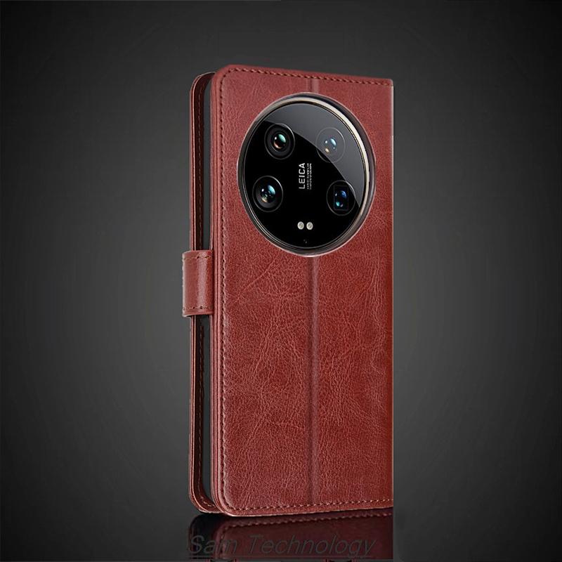 Card Holder Cover Case for Xiaomi Mi 14 Ultra / Xiaomi 14 Ultra Pu Leather Flip Cover Retro Wallet Case Business Fundas Coque