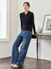 Women's Ribbed High Collar Wool Sweater - Slim Fit Convertible Lapel for Autumn/Winter
