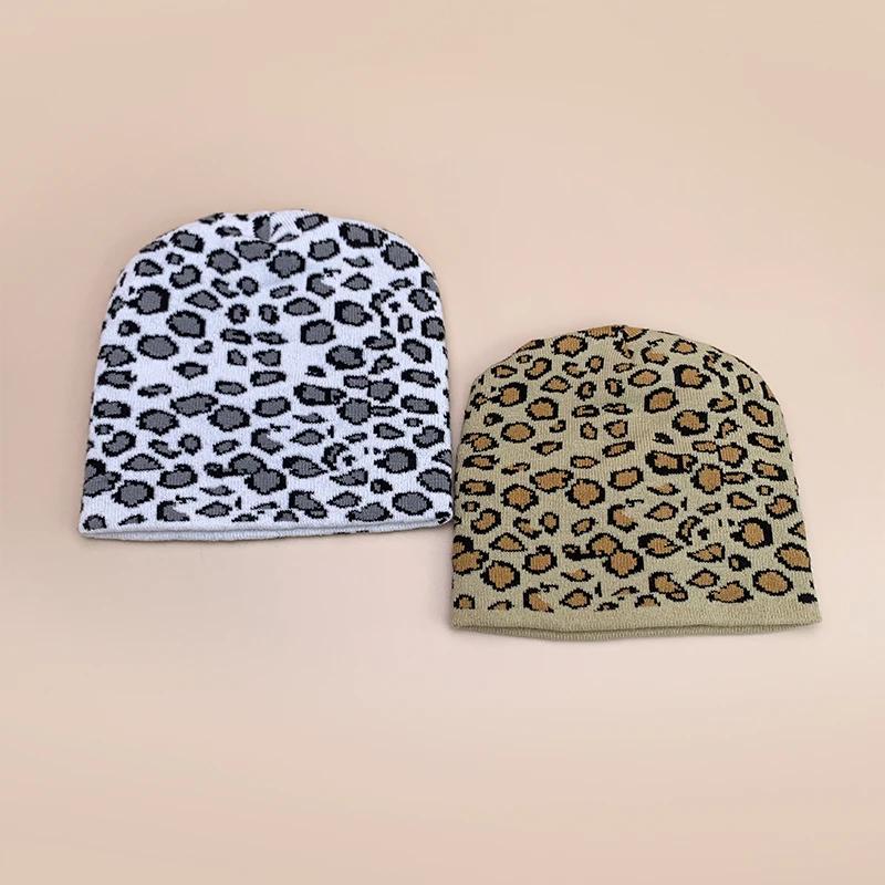 Retro Leopard Speckles Wool Knitted Hats Autumn And Winter Personal Warm Ins Versatile Hip Hop Fashion Y2K Niche Street Beanies