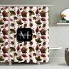 Shower Curtain Featuring Autumn Leaves Pattern With Glittery Finish, Name Monogram In