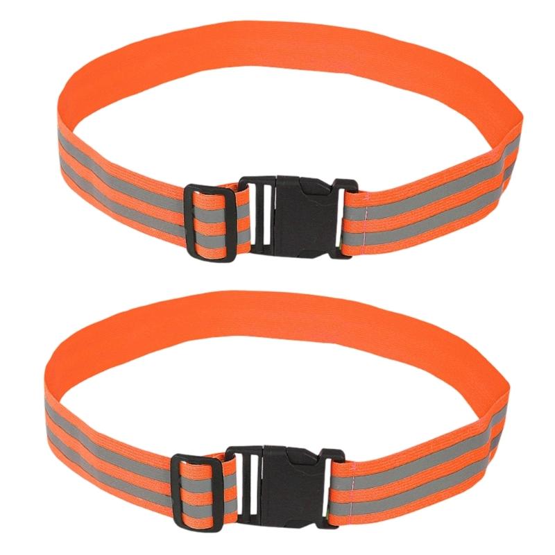 

2 Piece Reflective Running Belt for Night Safety High Visibility Design Elastic Adjustable Waistband for Comfortable мандариновый