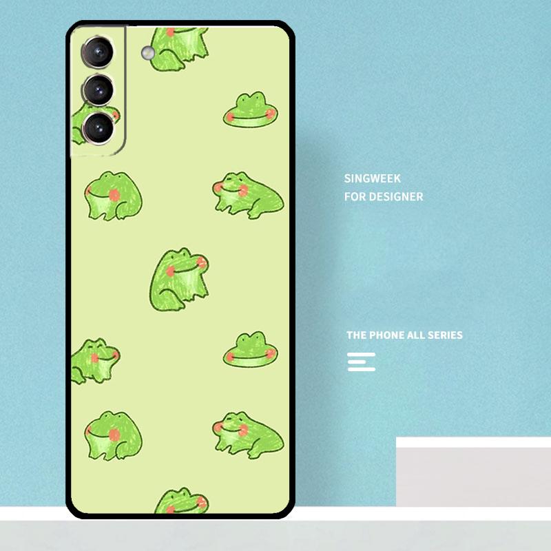 Cute Green Frog Case For Samsung Galaxy S25 Ultra S21 S22 S23 S24 Ultra S9 S10 S20 Plus S25 FE Phone Cover