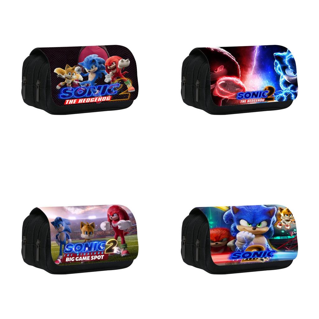 Sonic The Hedgehog Doppelschicht-Federmäppchen mit großem Fassungsvermögen für Schüler und Bürogebrauch