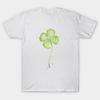Men Black Print T-shirt Four Leaf Clover Watercolor No-Cut Transfer Paper Print Cotton Tshirt