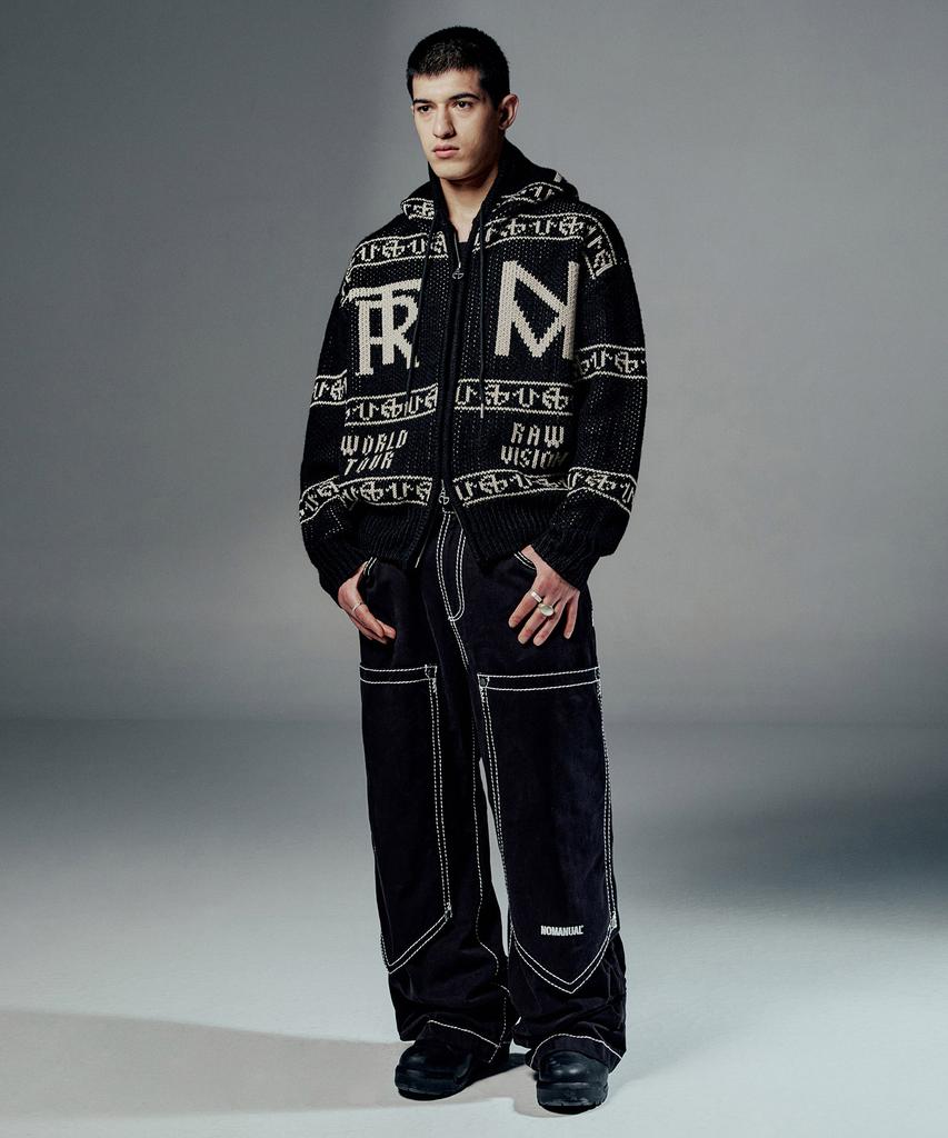 Nomaenyueol No Religion Double Knee Pants - Black