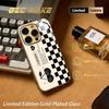 Lucky Poster Fashion Web Design Phone Case For Iphone 17 16 15 14 13 12 11Pro Plus Max Luxury Gold-plated Glass Phone Case