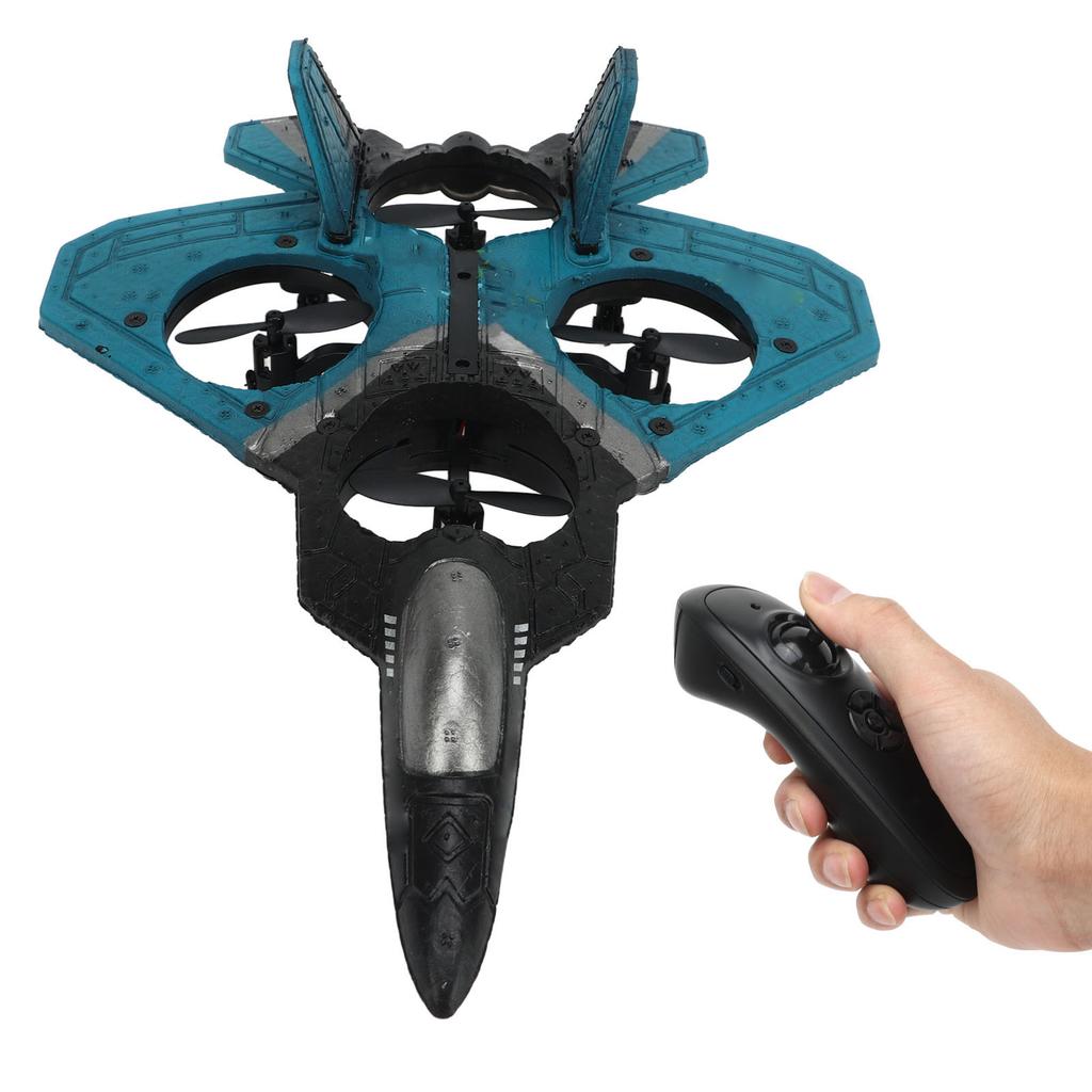 2.4 GHz Kids RC Glider Model LED Light Stable Flight Remote Control Plane Toy with Propeller Blue 3 Batteries