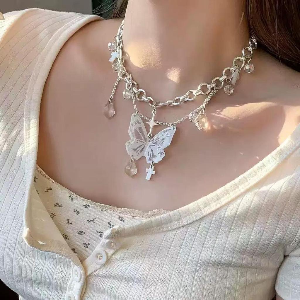 Starburst Double Layer Men's Necklace: Trendy, Light Luxury Hip Hop Style, Unisex Clavicle Chain