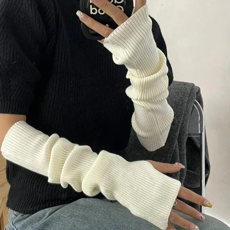 Lange fingerlose Handschuhe Damen Fäustlinge Winter Armwärmer Kawaii Gestrickte Ärmel Weiche Mädchen Anime Kleidung Punk Gothic Lolita Handschuhe