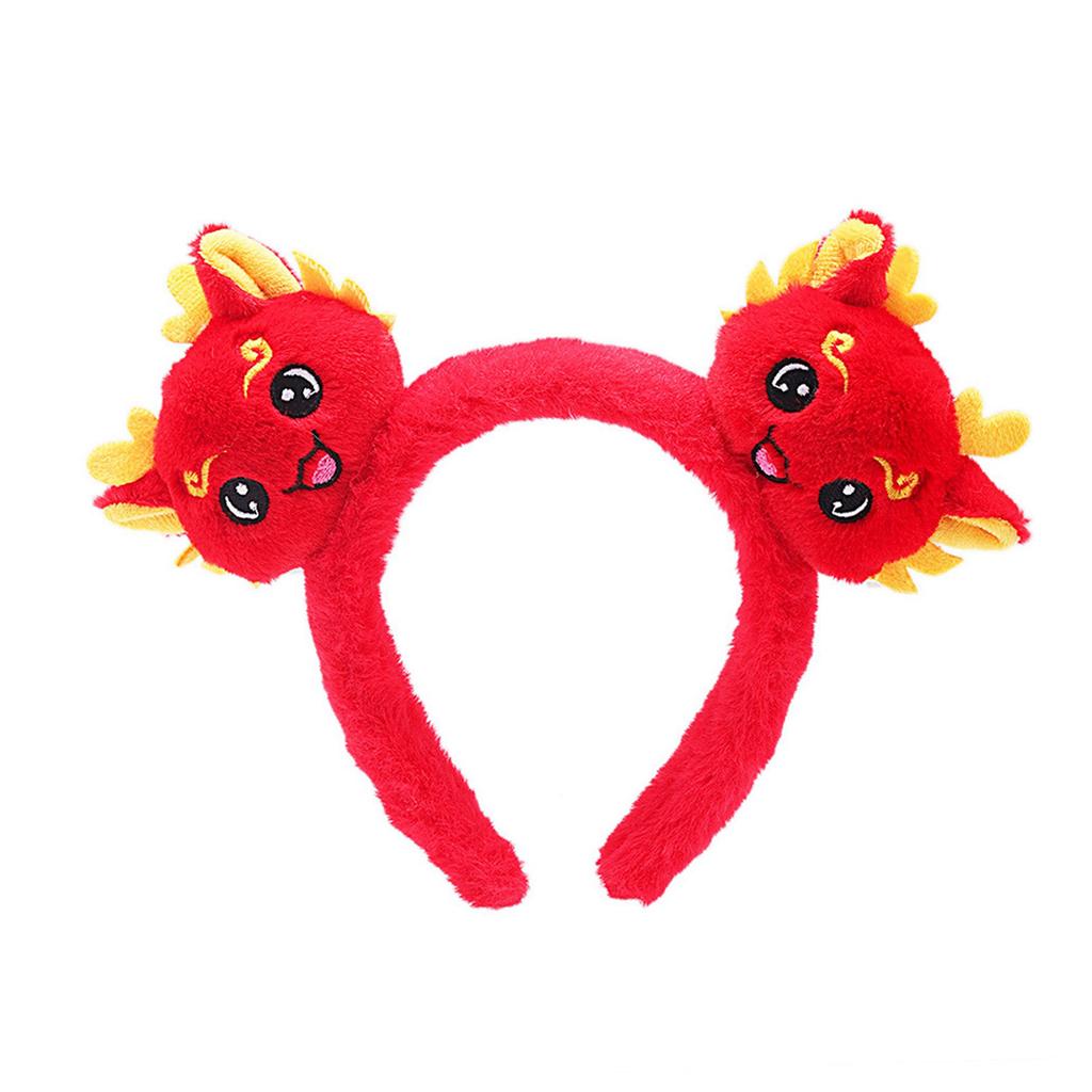Teens Cartoon Headband Stereo Dragon Shape Hair Hoop Adult Plush Headpiece Hairband New Year Cosplay Costume Props