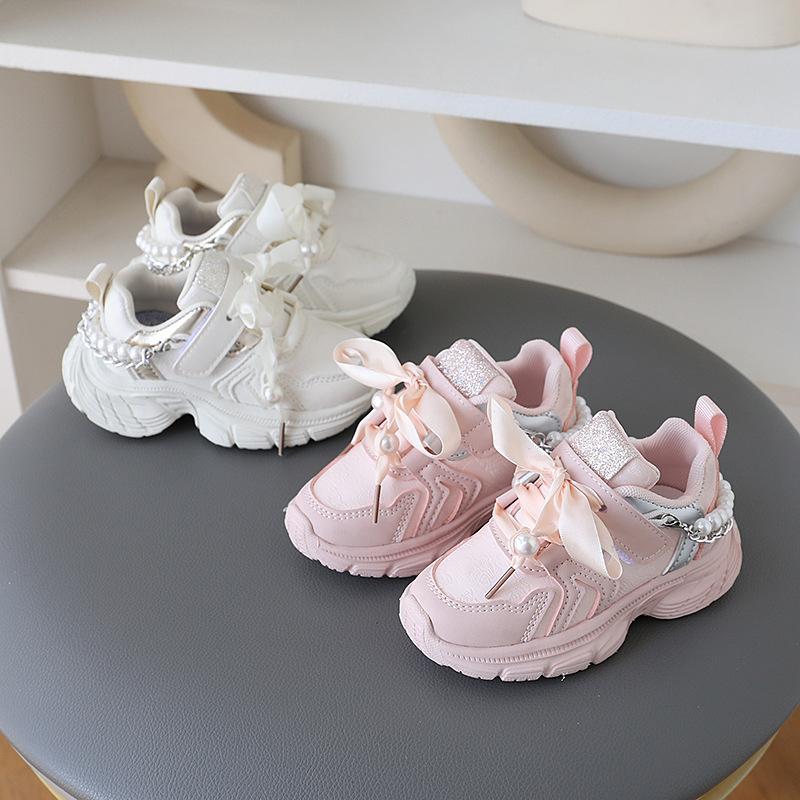Girls Spring Autumn Breathable Chunky Sneakers Non Slip Soft Sole Fashion Casual Shoes For Little And Middle Kids