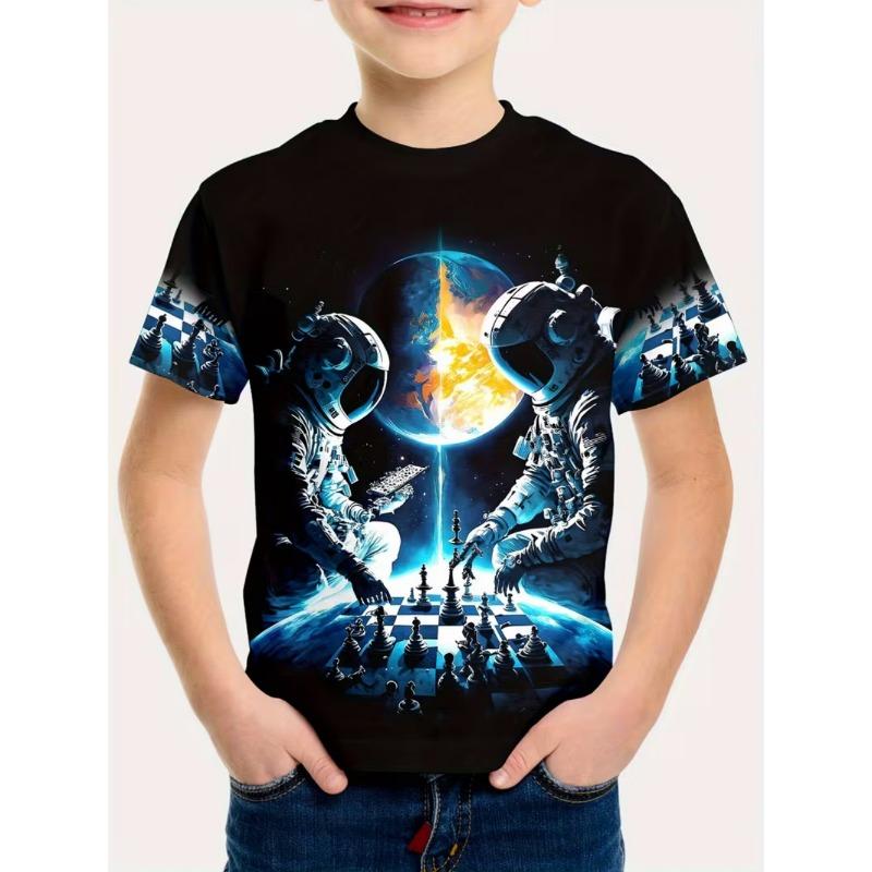 Boys Kids Clothes Stylish Cartoon Space Astronaut Graphic T Shirts Boy