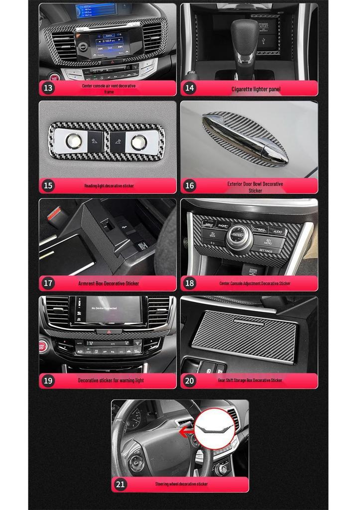 Carbon Fiber Interior Trim for Honda Accord 2013-16: Center Console Air Vent Sticker