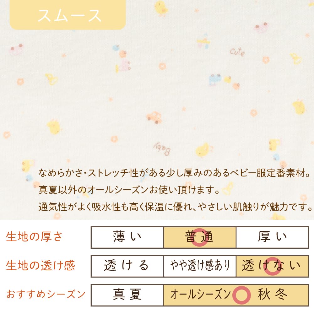 de Toy Pattern Smooth All Snap Newborn Baby Cotton Made in Japan for Autumn and [Cream Coco] Two-Way [Crotch Replacement/2way] 100% 50-70cm [Material