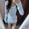 Korean Thin V-neck Blue and White Striped Long-sleeved T-shirt Women's Spring and Summer Loose Casual Versatile Sunscreen Blouse Bottoming Top
