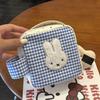 Blue Check Miffy Rabbit Storage Bag With Polyester Material For Casual Daily Use