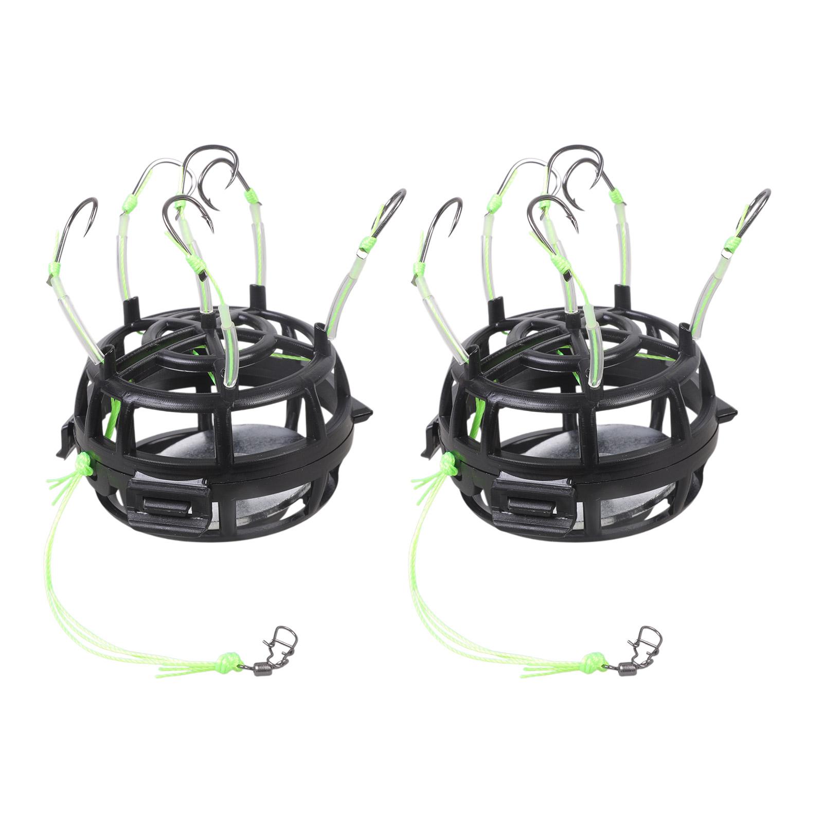 

2pcs Anti-Bottom Fishing Rig Set Professional String Hook Bait Cage with 6 Hook Anti Winding Line Group Feeder Sinker 13