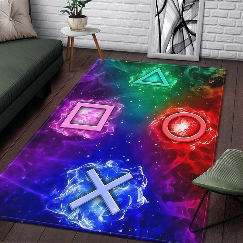 Gaming Esports Geometric Controller Pattern Carpet Mat for Boys Bedroom Gaming  large rug for Living Room Home Decoration Rug