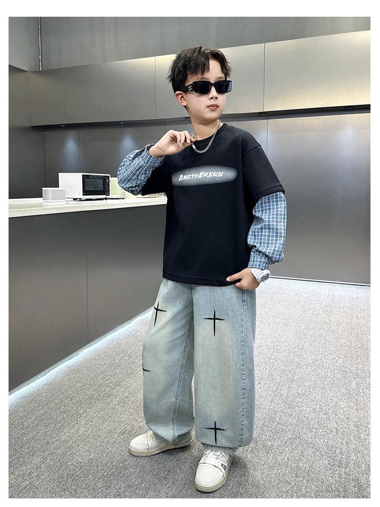Men's 2026 Spring Trend Loose Wide-Leg Jeans with Cross Star Embroidery