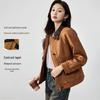 Handu Yishe Women's Barn Style Color-block Padded Suede Jacket