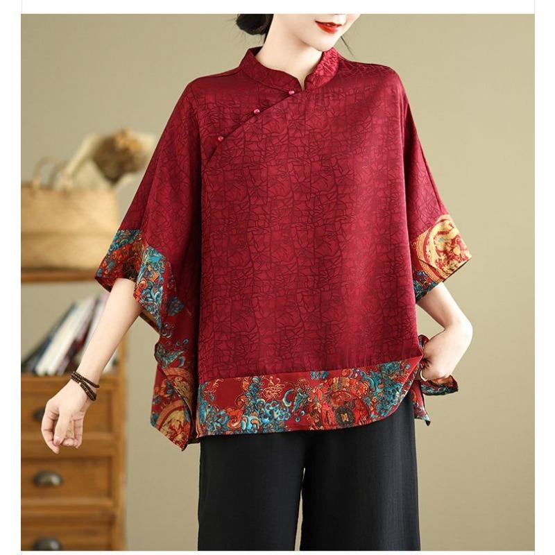 Chinese-style Chinese-style Button-down Shirt Tops for Women Summer New Loose Western Style Fashionable Shirt