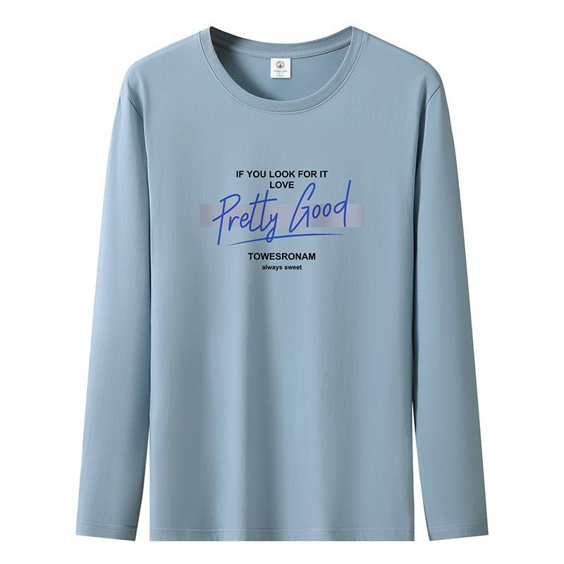 Całkiem Dobry Wzór Męski T-shirt z Długim Rękawem Czysta Bawełna Męski Casualowy Pulower S-5XL