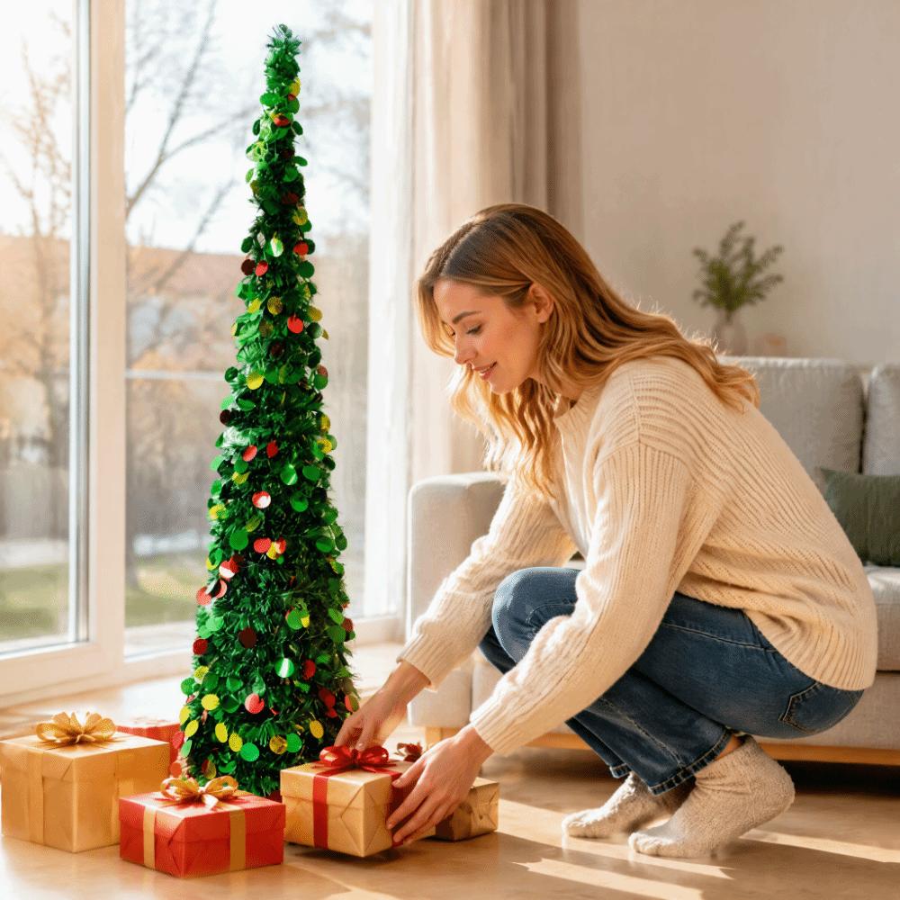 Foldable Pencil Christmas Tree Colorful Christmas Decor Retractable Christmas Tree Christmas