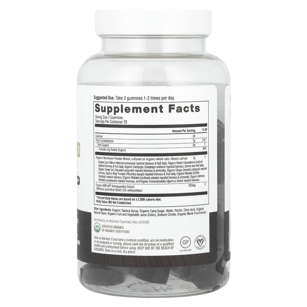 Master Blend Mushroom Gummies, Mixed Berry, Vegan Gummies 56 Pieces