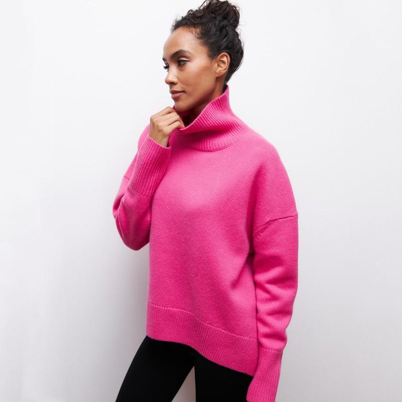 Oversized Knitted Vintage Turtleneck Tops Causal Loose Spring Autumn Winter Pullover Sweater Clothing Women Sweaters