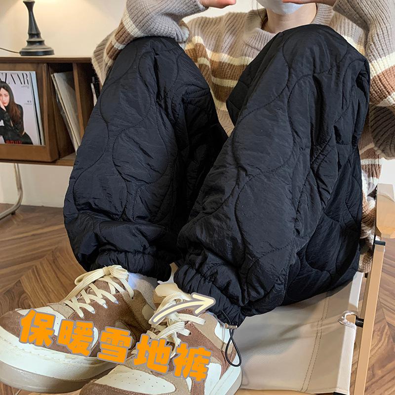 Women's Quilted Cotton Down Pants - Winter Sports Sweatpants, Windproof, Slim Fit, Warm & Cold-Resistant To -40°C