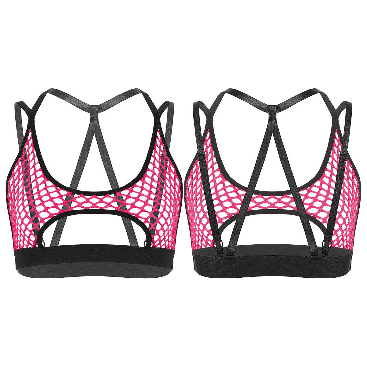 

Жіночі сітчасті прозорі бюстгальтери, прозорі ажурні бюстгальтери, нижня білизна, безрукавки, короткі топи L Яскраво-рожевий