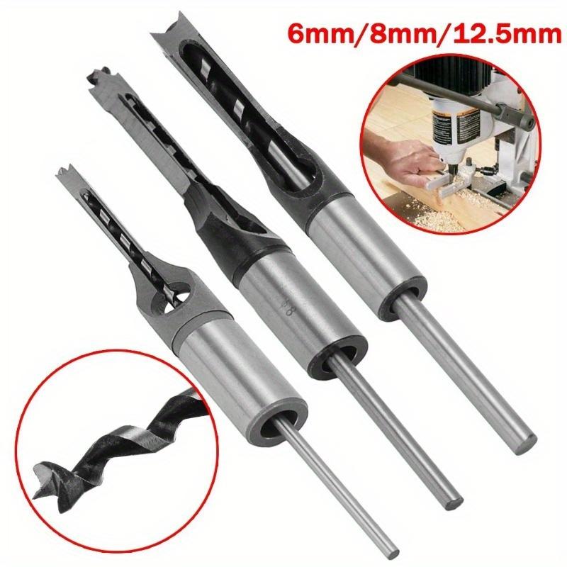 6/8/12.5mm HSS Square Hole Drill Bit Auger Bit Steel Mortising Drilling Craving Woodworking Tools