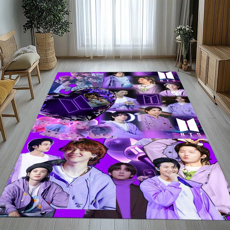 Fashion B-BTS Kpop Star Living Room Non-Slip Area Rug Soft Carpet for Bedroom Kids Playroom Sofa,Home Decor Doormat Gift