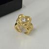 Sweet Tulip Flower Flower Ring Korean Style Glaze Enamel Finger Ring Wide Rhinestone French Irregular Ring Girls