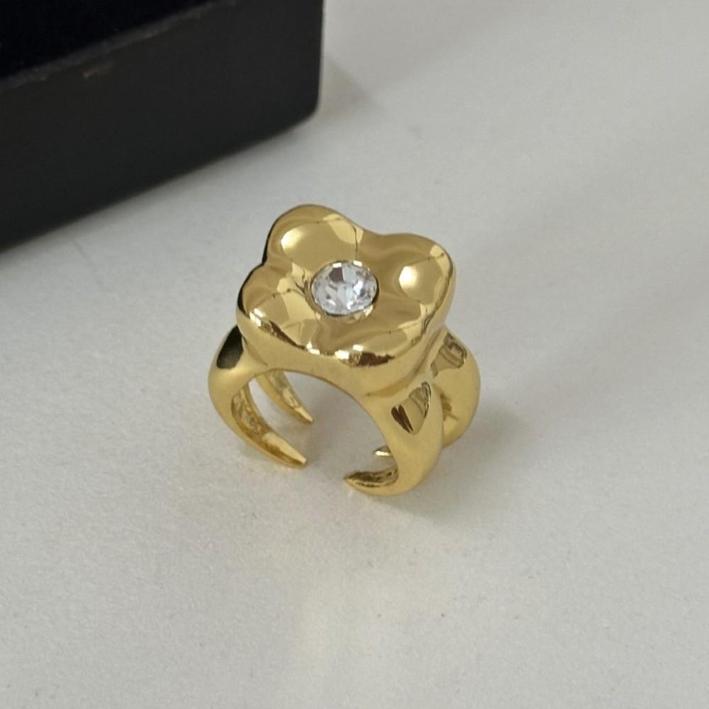 Tulip Flower Flower Ring Glaze French Irregular Ring Retro Enamel Finger Ring Gift