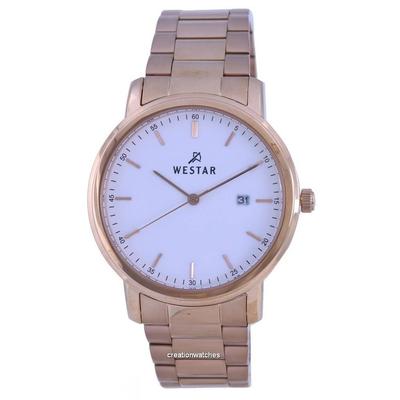 White Dial Rose Gold Tone Stainless Steel Quartz 50243 PPN 601 Men's Watch