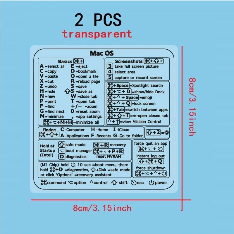 2Pcs Creative Windows Office Software Keyboard Shortcut Keys Tips English Stickers for Computers Laptops Office Worker Supplies