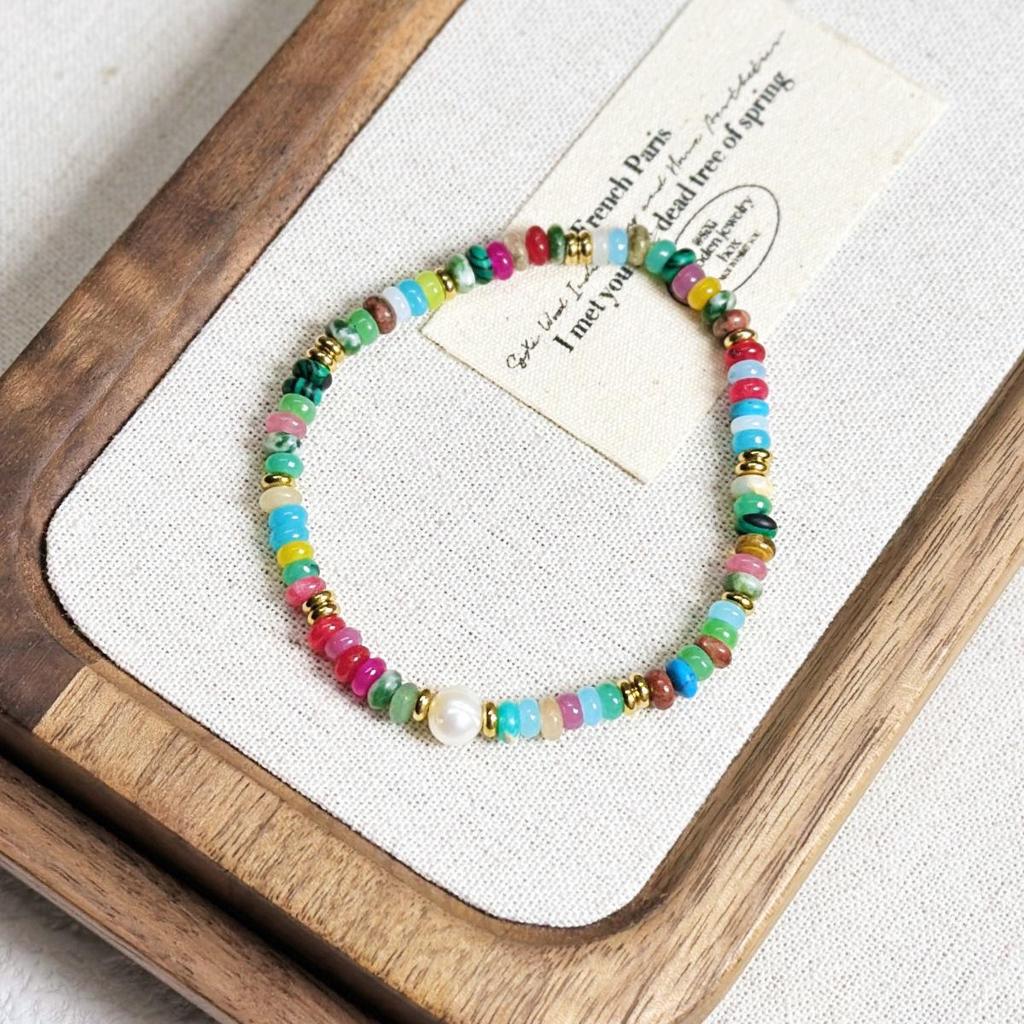 Bohemian Natural Stone & Pearl Beaded Bracelet - Exquisite Versatile Hand Jewelry for Women