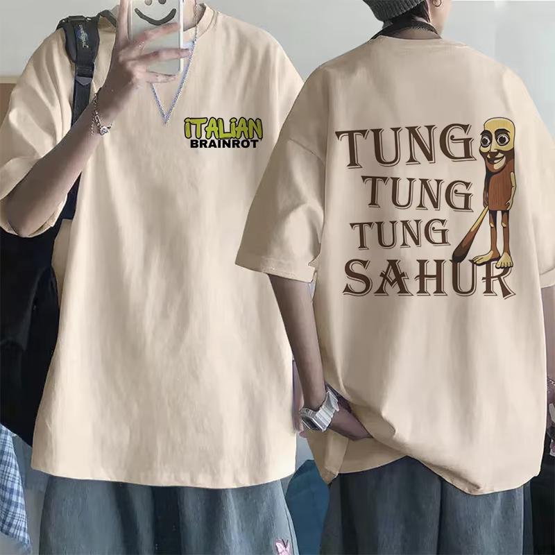 Tralalero Tralala Tung Tung Tung Sahur Bombardiro Crocodilo Tshirt Funny Italian Brainrot Meme Print Summer Men Women Cotton Top