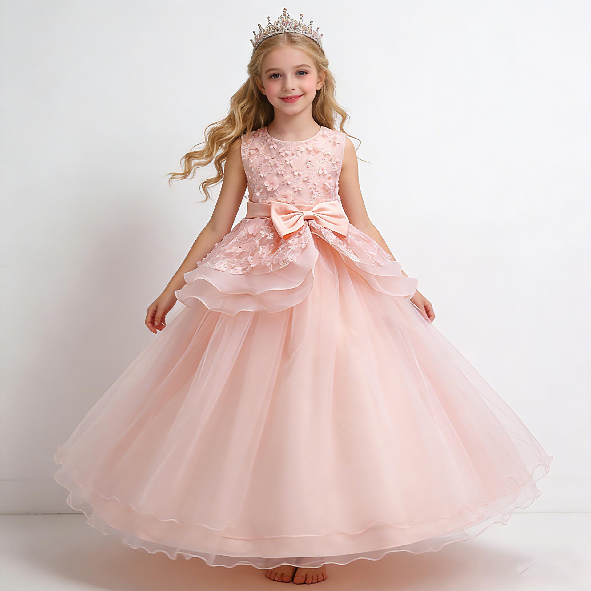 Princess Birthday Dress for Girls: Long, Full-Skirted Dress for Kids 120cm