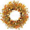 Harvest Wreath With Pumpkins Berries Vine Circle Halloween Thanksgiving Door Decor