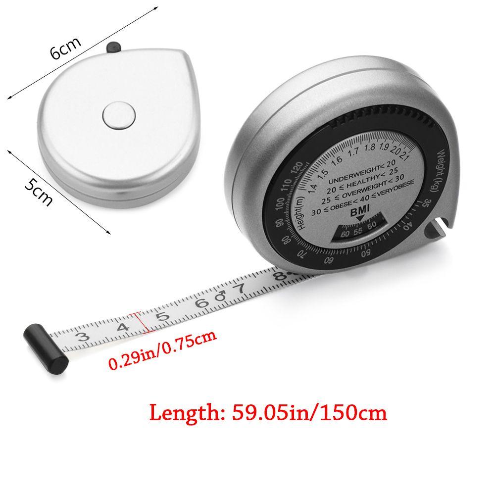 Push-Button Retract Calculator Fitness BMI 150cm Ruler Body Mass Measure Measuring Tape