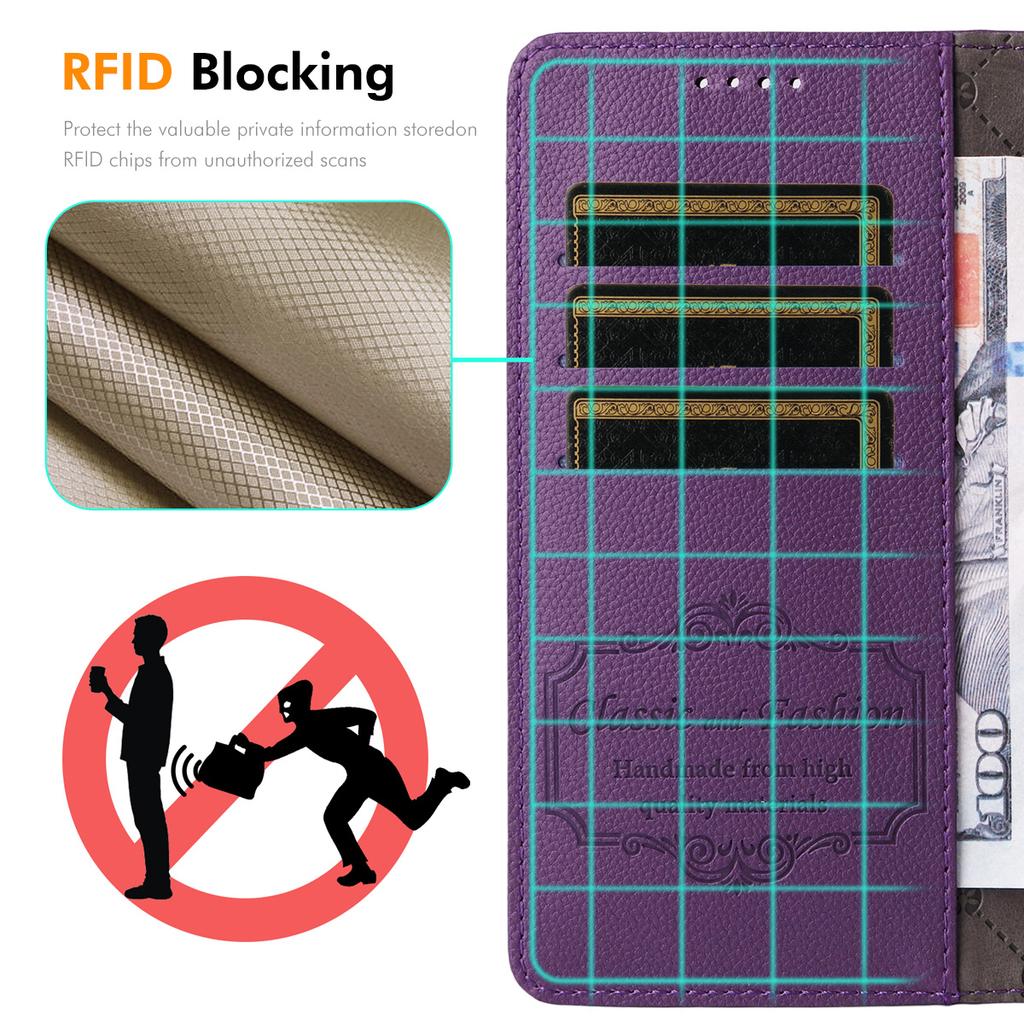 For iPhone 17 Pro Wallet Case with Strap RFID Blocking Leather Stand Phone Cover