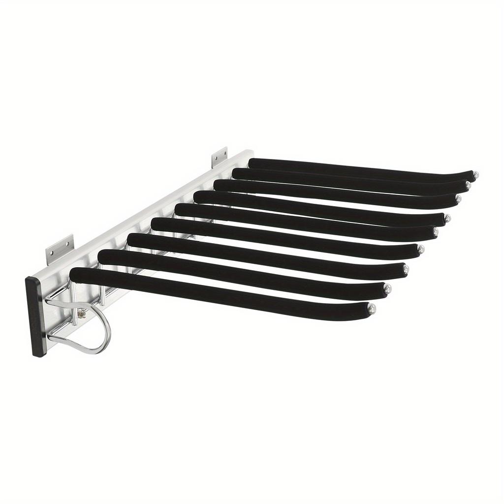 9-Rod Slide-Out Pants Rack – Heavy Duty Wardrobe Organizer with Anti-Slip Flocking – Black/Silver